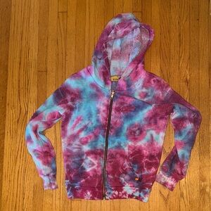 Aviator Nation Kids purple/blue Tie-Dye Zip-Up Hoodie - size 12